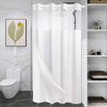 Stall No Hook Shower Curtain with Snap in Liner, Polyester Textured Shower Curtain with Liner Set, Waterproof Washable Hotel Style Shower Curtains for Bathroom, 36Wx74H, White