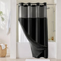 River Dream Black Fabric Shower Curtain Set, Cotton Blend, Waffle Weave, with Snap in Replacement Liner，54 x 80 inches