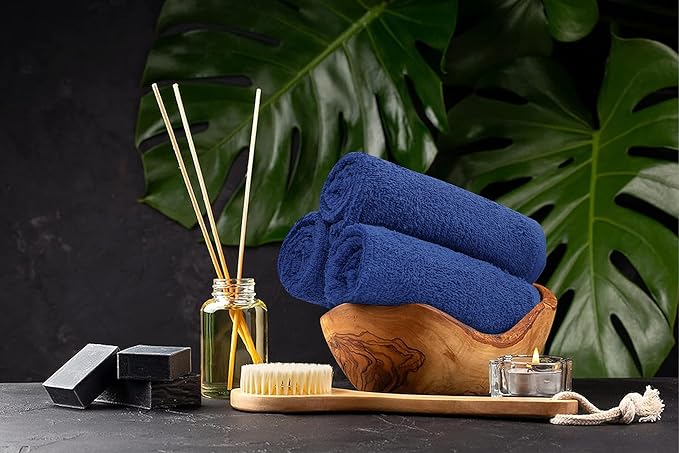Softolle Salon Towels – Pack of 24 (16"x27") 100% Cotton Ring Spun (Not Bleach Proof) Ultra Soft, Highly Absorbent Hand Towels – Bulk for Spa, Gym & Salon (Navy Blue)