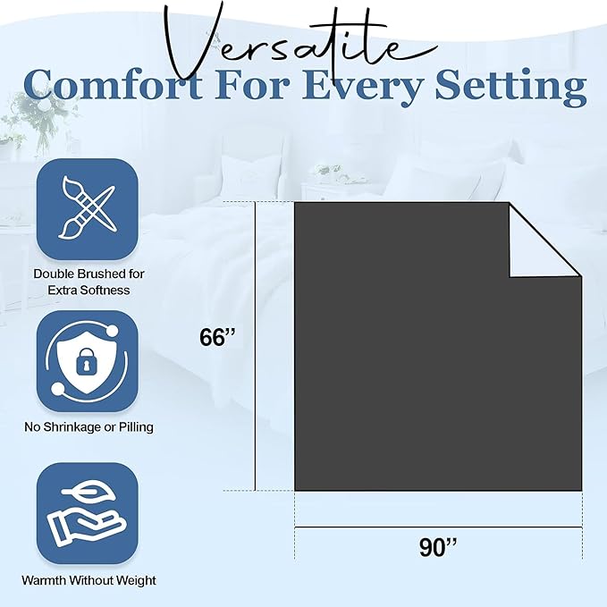 Thermee Micro Flannel Twin Size Blankets, Lightweight All Seasons Cozy Blanket, Throw Blankets for Home and Living Room, Comfy & Soft Blanket for Couch, Machine Wash, No Pilling - Snow