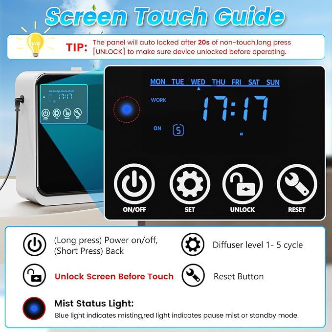 Waterless Essential Oil Diffuser,250ml Aromatherapy Scent Diffuser Air Machine with Smart APP & Touch Screen|Whole House Oil Diffusers for Home,Office & Hotel Collection,Covers 1500 sq.ft–Black