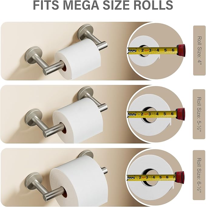 Toilet Paper Holder Wall Mount, Brushed Nickel Double Post Pivoting Toilet Paper Roll Holder for Bathroom, Commercial Toilet Tissue Dispensers, Stainless Steel