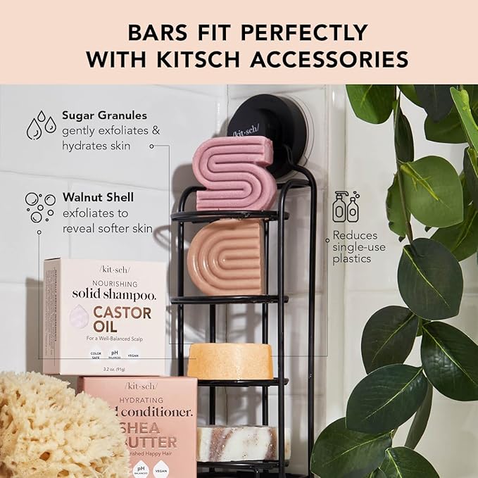 Kitsch Dry Brushing Body Brush & Exfoliating Sugar Body Scrub Bar with Discount