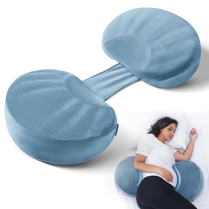 Pregnancy Pillow for Sleeping Memory Foam Maternity Pillow for Side Sleepers, Adjustable Travel Wedge Pillow Support for Back, Belly, and HIPS for Pregnant Women, Navy Blue