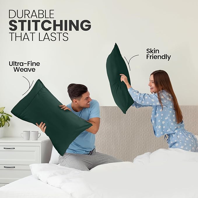 Pillow Covers by Utopia Bedding - Queen Size 2-Pack – Soft Brushed Microfiber – Perfect for Hospitals, Hotels, Guest Rooms – Oeko-TEX Certified, 20x30 Inches (Emerald)
