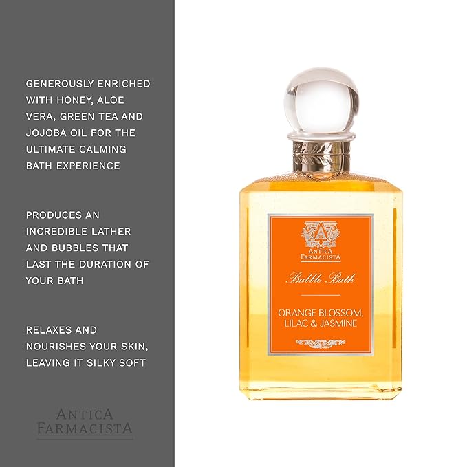 Antica Farmacista Bubble Bath - Relaxing Foam Bath with Honey, Jojoba Oil & Aloe Vera - Luxury Gift for Any Occasion - Orange Blossom, Lilac & Jasmine, 16 fl oz
