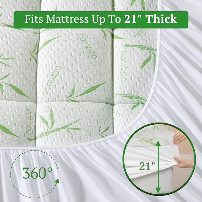 Mattress Topper King Size,Viscose Made from Bamboo Pillow Top Mattress Topper,1200 GSM Cooling Mattress Pad,2In Extra Thick Pillow Top for Back Pain with 8"-18" Deep Pocket(78"x80")