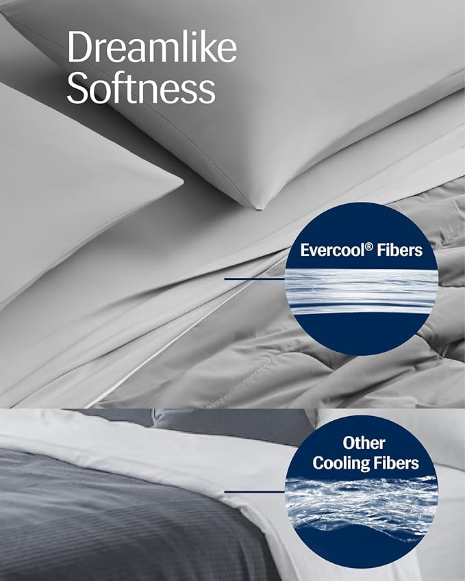REST® Evercool® Cooling Comforter, Full/Queen, Blanket for Hot Sleepers, All Season Bedding to Keep Cool for Night Sweats, Breathable Lightweight Blanket, 90"x90" Inches, Cool Gray