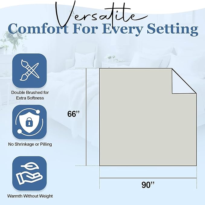 Thermee Micro Flannel Twin Size Blankets, Lightweight All Seasons Cozy Blanket, Throw Blankets for Home and Living Room, Comfy & Soft Blanket for Couch, Machine Wash, No Pilling - Sand