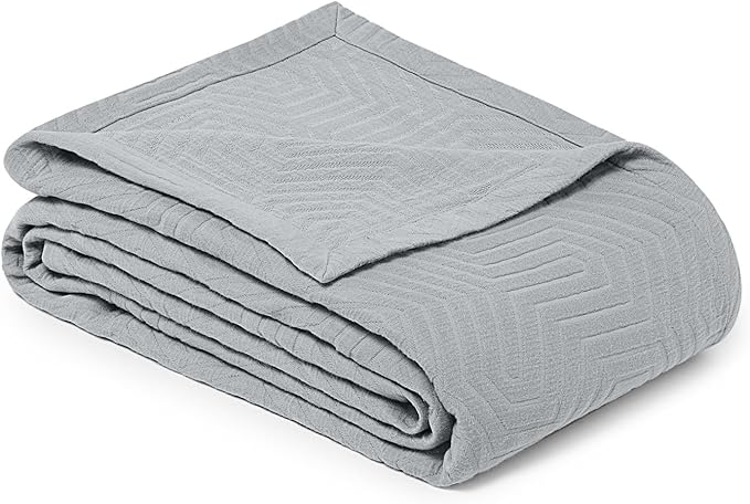 Threadmill Luxury Cotton Blankets for Twin Size Bed | All-Season 100% Cotton Twin Blanket for Bed | Aster Jacquard Lightweight, Soft & Cozy Coverlet, 350GSM, 68 x 90 inches | Scottish Grey