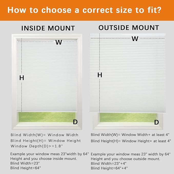 Persilux Light Filtering Cordless Cellular Shades 1.5" Cellular Blinds for Windows, Office, and Sliding Glass Doors, White, 72" W x 72" H