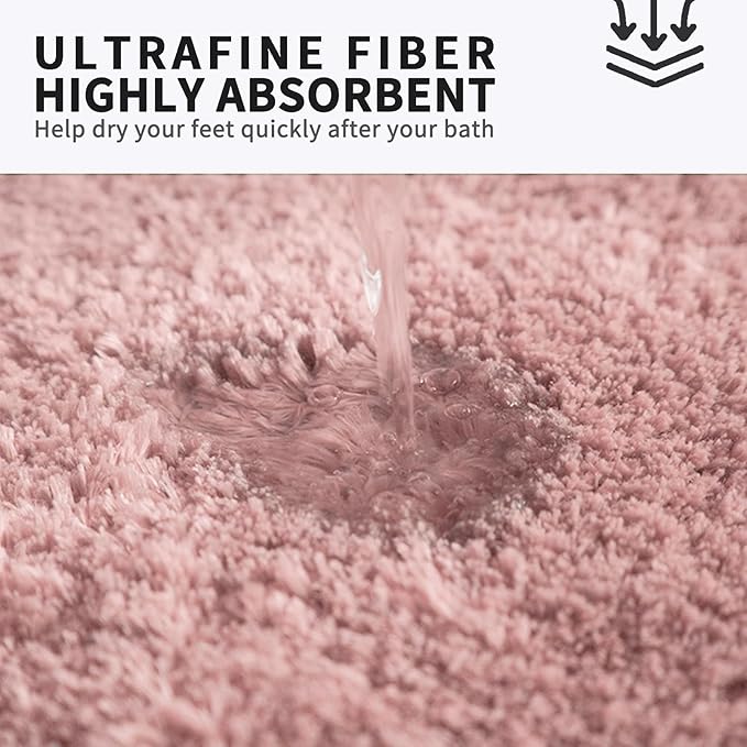 FIFU Bathroom Runner Rug 24" W x 60" L, Bath Mats for Bathroom, Bedroom & Kitchen, Non-Slip Rubber Latex Backing, Comfort & Soft Shower Bathmat & Carpet for Sink, Home & Hallways, Pink