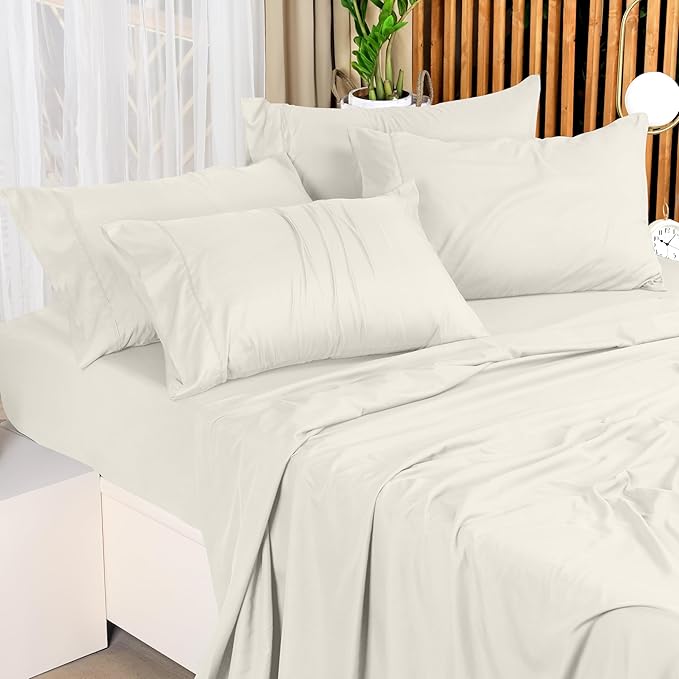 Utopia Bedding Queen Sheet Set – 4 Piece Bed Sheets for Queen Size Bed, Soft and Breathable Microfiber, Includes 1 Fitted Sheet, 1 Flat Sheet and 2 Pillowcases (Ivory)