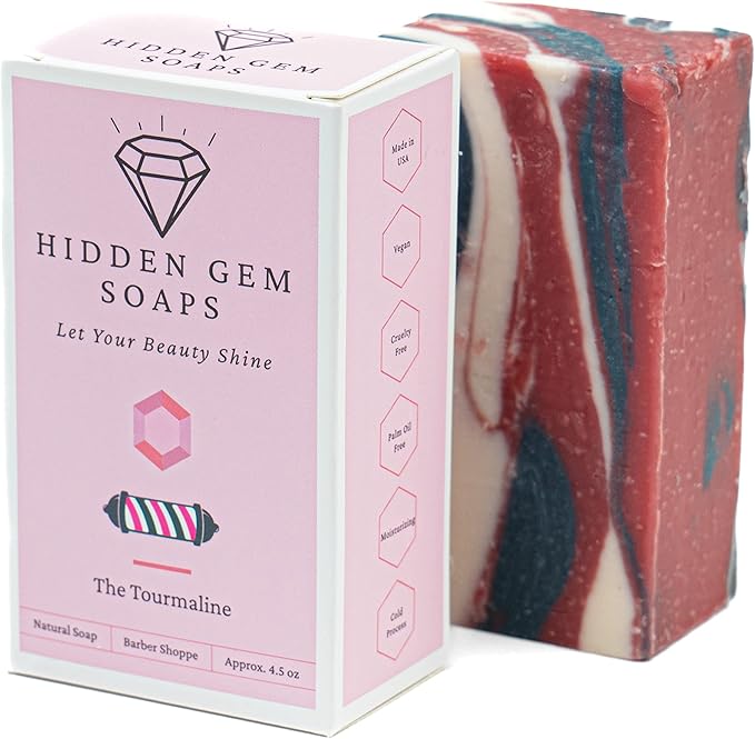 October Birthstone Tourmaline 3 Piece Gift Set All Natural Bar Soap, Bath Bomb, Shower Steamer Made in USA Palm Oil Free