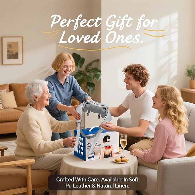 Cordless Shiatsu Neck and Shoulder Massager with Heat – 6D Kneading Massage, Deep Tissue Pain Relief for Trapezius, Rechargeable, for Mom, Wife, Her – Gifts for Birthday, Christmas