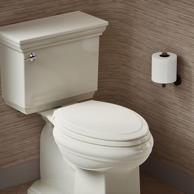 KOHLER 4734-RL-96 Rutledge ReadyLatch Soft Close Elongated Toilet Seat, Quiet-Close Lid, Grip-Tight Bumpers, Installation Hardware, Home Essentials, Biscuit