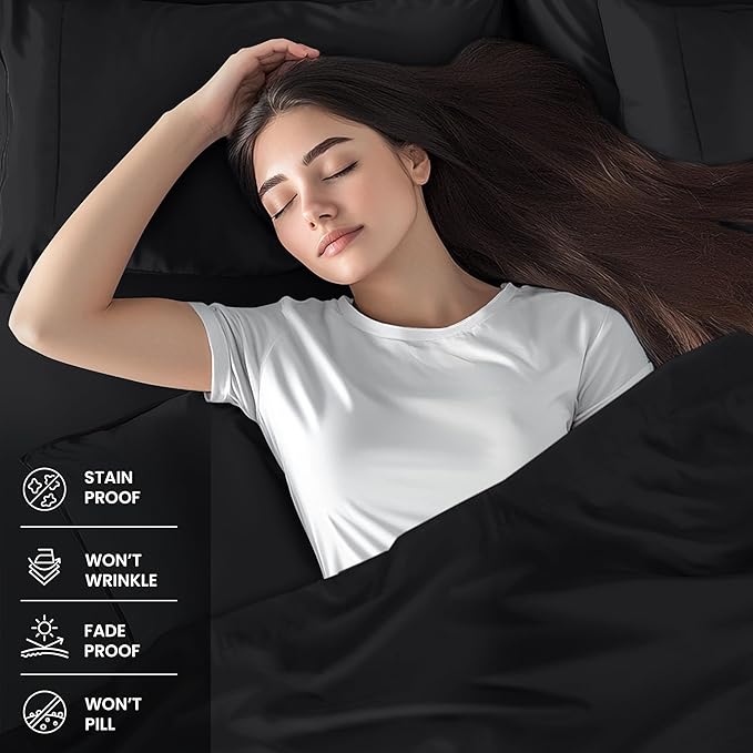 Utopia Bedding Full Sheet Set – 4 Piece Bed Sheets for Full Size Bed, Soft and Breathable Microfiber, Includes 1 Fitted Sheet, 1 Flat Sheet and 2 Pillowcases (Black)