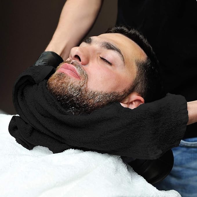 Arkwright Bleach Proof Salon Towels Bulk - Case of 144 - Highly Absorbent, 100% Cotton, Quick Dry Spa Face Towel for Hair Stylist, Barber, Pedicure, and Esthetician, 16 x 28 in, Black