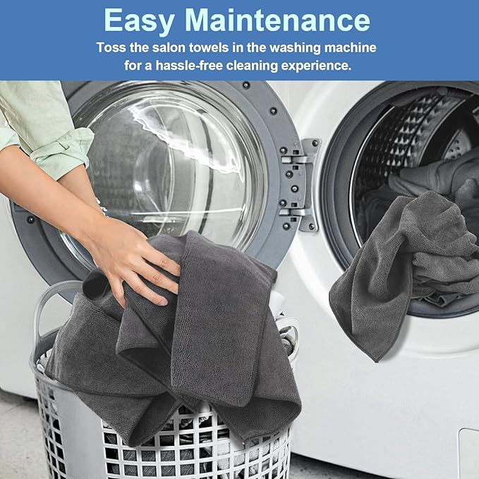 48 Pack Gym Towels Set - Highly Absorbent and Quick Drying Microfiber Salon Towels, Premium Hand Cloths for Bathroom, Gym, Shower, Hotel, and Spa - 16x27 inch (Grey)