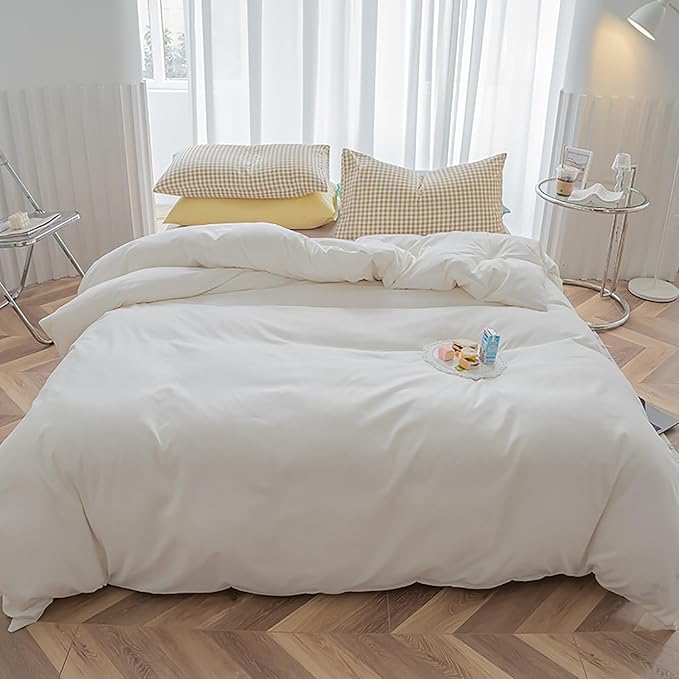 Cottonight White Comforter Sets Queen Pure White Bedding Comforter Queen Size Quilts Blanket Ultra Soft Breathabe Solid Bedding Set for Women Men Adults Teens