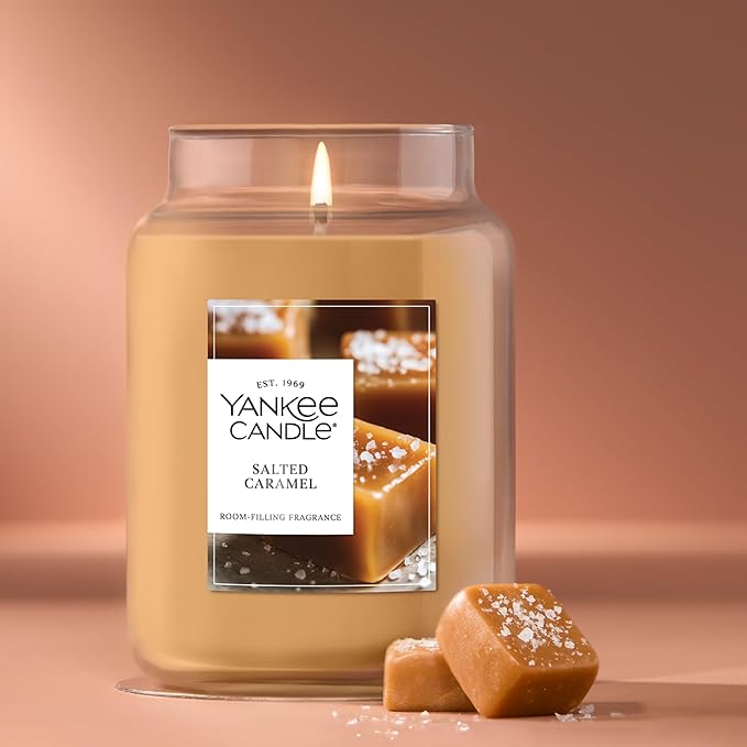 Yankee Candle Salted Caramel Scented Candle, 22oz Large Jar with up to 150 Hour Burn Time, Giftable, Holidays