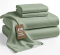 LANE LINEN King Size Sheets Set – 450 Thread Count Long-Staple 100% Cotton Bed Sheets, Naturally Cool & Durable for Everyday Use, Elasticised 15" Deep Pocket Fitted Sheet – Iceberg Green
