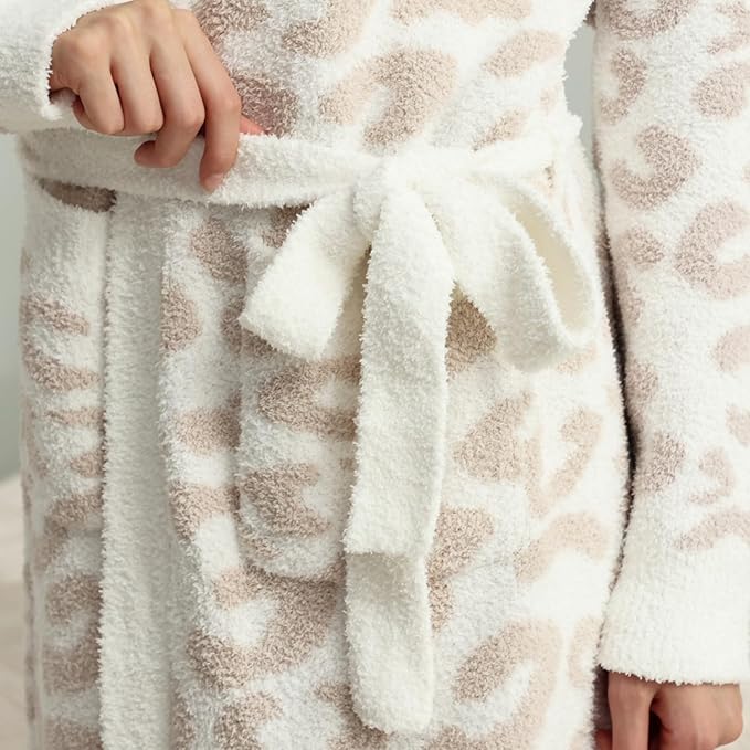 MH MYLUNE HOME Ultra Soft Robe With Pockets, Spa Bathrobe Loungewear Calf-Length, Plush Fuzzy Fluffy Wrap Robe for Women