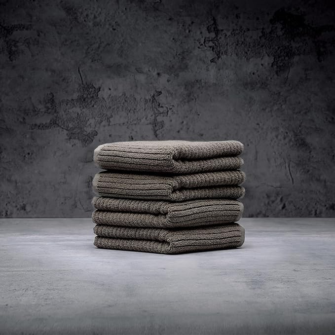 LUXOME Luxury Performance 4-Piece Hand Towel Set | Patented Quick-Dry Tech | Ultra Soft | 16" W x 30" L | Cobblestone