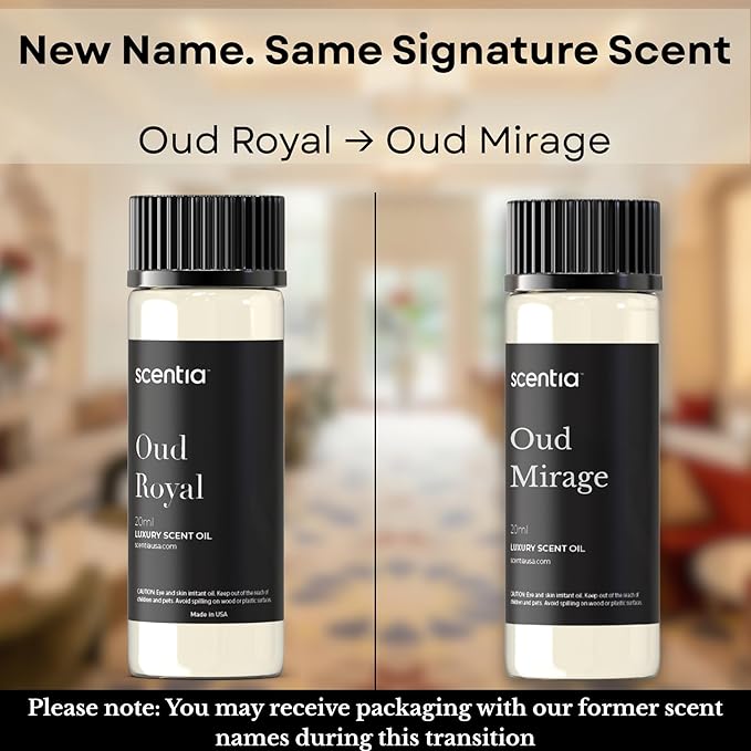 Scentia Oud Royal Hotel Diffuser Oil 20 ml | Oud Royal for Scent Diffuser | Luxurious Aroma, Niche Scent, Cardamom, Rosewood & Oud | 20ml Aromatherapy Fragrance - Thanksgiving & Holiday Gift