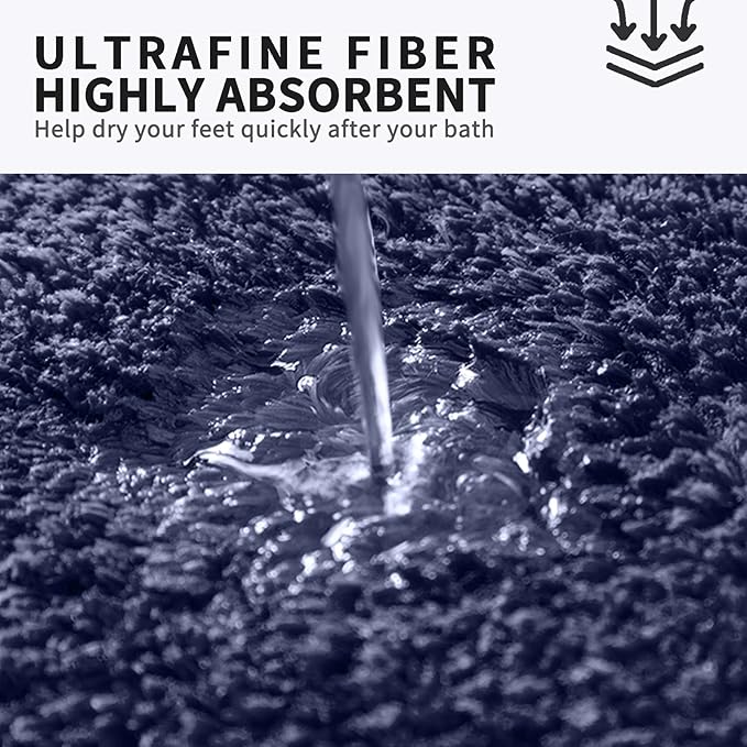 FIFU Bathroom Runner Rug 24" W x 60" L, Bath Mats for Bathroom, Bedroom & Kitchen, Non-Slip Rubber Latex Backing, Comfort & Soft Shower Bathmat & Carpet for Sink, Home & Hallways, Navy Blue