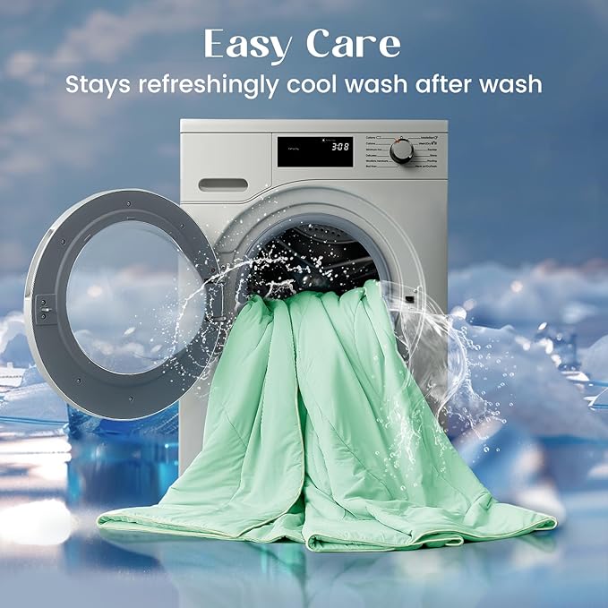 Dream Valley® Outlast® Deepsleep Cooling Comforter, Throw Size, NASA-Grade Space Technology Cooling Blanket for Hot Sleepers Night Sweats, Q-Max > 0.45 Aerocool™ Breathable, Mint Macaron, 60"x80"