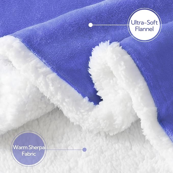 Heated Blanket Twin Size 62" x 84" - Soft Flannel Sherpa Electric Blanket Twin with 9 Heating Levels & 2-10H Auto Off, Machine Washable, Warm Gift for Grandma, Purple