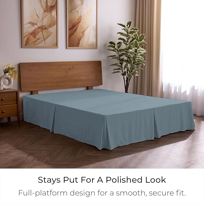Mellanni Bed Skirt Queen Size - Bed Skirting - 15-Inch Tailored Drop Pleated Dust Ruffle - Hotel Luxury Bedding - Wrinkle, Fade, Stain Resistant - 1 Bedskirt (Queen, Spa Blue)