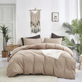 KAREVER Deep Champagne Comforter Set Cal King Cream Coffee Bedding Set Beige Blanket California King Women Men Breathable Comforter Set Cal King Taupe Bed Set