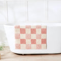 CozeCube Bath mats for Bathroom Non Slip, Fluffy Absorbent Microfiber Bath mat Washable, Aesthetic Bathroom Rugs, Large Blossom Pink Checkered Bath mat, Blossom Pink, 36" x 24"