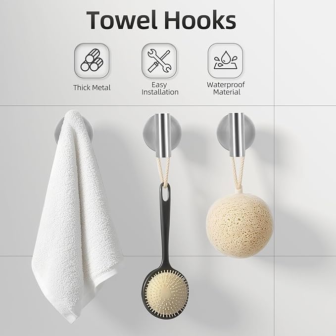 Brushed Nickel Towel Bar Set 5 Pieces, SUS304 Stainless Steel Bathroom Hardware Set, Bathroom Towel Holder Set Wall Mounted-16 Inch Towel Bar, Toilet Paper Holder, Towel Hooks, Towel Ring