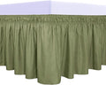 PureFit Wrap Around Ruffled Bed Skirt with Adjustable Elastic Belt - 22 Inch Drop Easy to Put On, Wrinkle Free Bedskirt Dust Ruffles, Bed Frame Cover for Queen, King and C-King Size Beds, Light Green