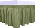 PureFit Wrap Around Ruffled Bed Skirt with Adjustable Elastic Belt - 14 Inch Drop Easy to Put On, Wrinkle Free Bedskirt Dust Ruffles, Bed Frame Cover for Twin,Twin XL and Full Size Beds, Light Green