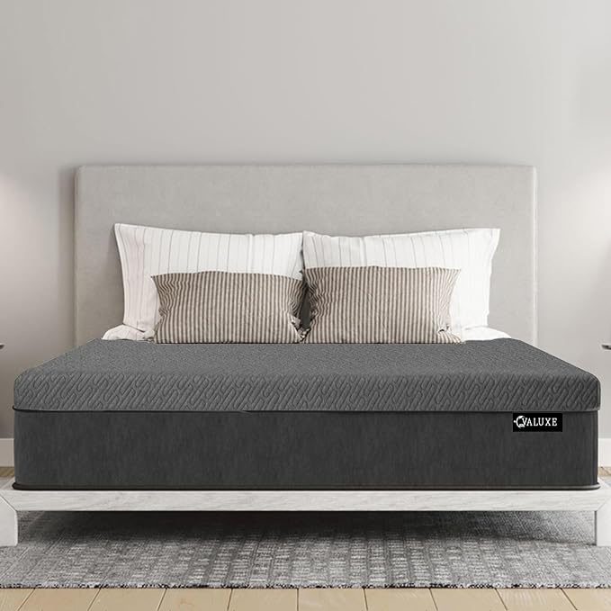 VALUXE 3 Inch Gel Memory Foam Mattress Topper California King Size High Density Cooling Pad Pressure Relief Bed Topper Grey (with Removable & Washable Bamboo Cover)