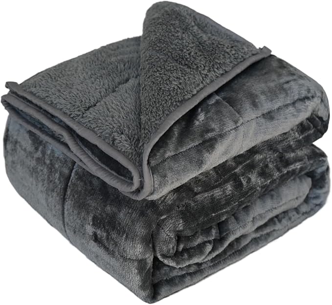 Throw Sherpa Weighted Blanket 20 lbs - 60"x80" for Adults, Fleece Fluffy Fuzzy Cozy Plush Washable Heavy Blanket, Super Soft Warm for Queen Full Size Bed in Winter