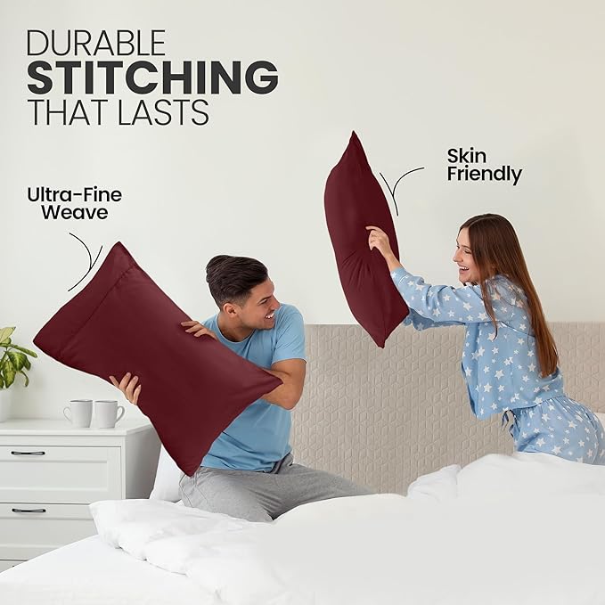 Pillow Covers by Utopia Bedding - Queen Size 2-Pack – Soft Brushed Microfiber – Perfect for Hospitals, Hotels, Guest Rooms – Oeko-TEX Certified, 20x30 Inches (Burgundy)