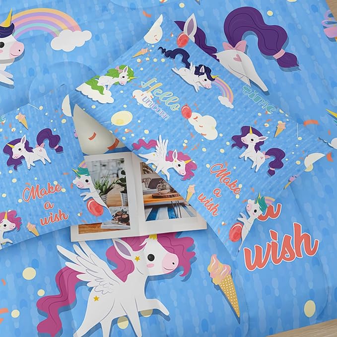 Rainbow Unicorn Comforter Set Full，Kids Bedding Sets for Girls Full Unicorn