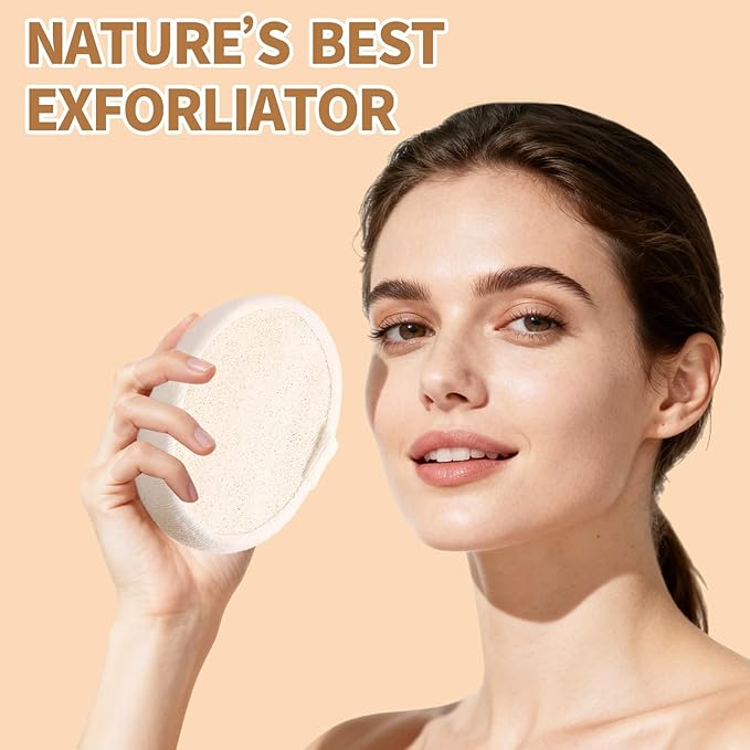 Natural Shower Loofah Sponge Exfoliating Body Scrubber，Natural Organic Beauty Exfoliating Loofah for Men and Women, Suitable for Cleansing Face Scrubber and Body Bath 2PCS (1 Small + 1 Large)