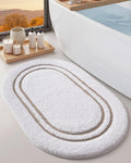 DEXI Oval Bath Mats for Bathroom, 24x36 Absorbent Bath Mat, Washable Microfiber Bathroom Rug with Non Slip Backing for Shower Floor, Beige