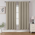 CUCRAF Light Beige Blackout Curtains 63 inch Length 2 Panels Set, Rod Pocket Room Darkening Drapes for Bedroom Living Room, Insulated Thermal Light Blocking Window Curtain (W52 x L63 Inch)