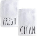 Rae Dunn Hand Towels, Embroidered Decorative Hand Towel for Kitchen and Bathroom, 100% Cotton, White- Fresh/Clean, 16"x 28"