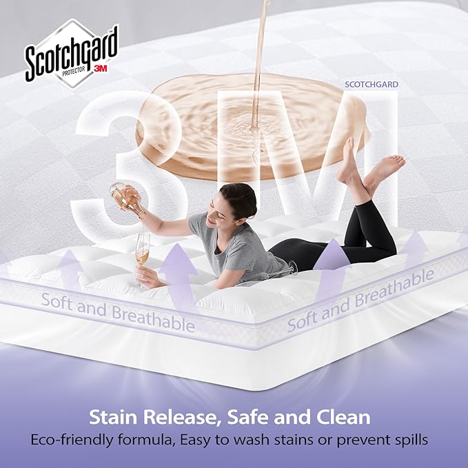 downluxe 4 Inch Full Size Memory Foam Mattress Topper Pro Dual Layer 2 Inch Cooling Gel Egg Crate Memory Foam Plus 2 Inch Pillow Top Medium Firm with Deep Pocket