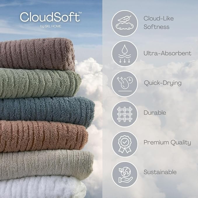 SKL Home CloudSoft Cotton Luxury 2-Piece Hand Towel Set, White