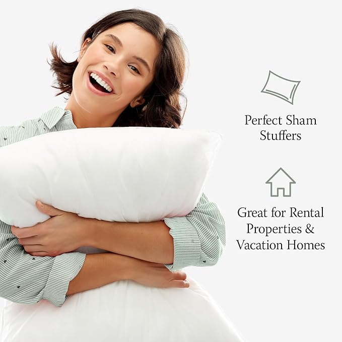 DOWNLITE 10-Pack Set of King Size Hypoallergenic Down Alternative Bed Pillows – Soft/Medium Density, for Stomach & Back Sleepers – Machine Washable & Dryable – Assembled in The USA