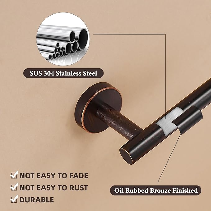 WINCASE Toilet Paper Holder Towel Holder, Oil Rubbed Bronze Bathroom Hardware Set, Hand Towel Ring Toilet Paper Roll Holder Wall Mount, Rustic Farmhouse Rustproof Stainless Steel Bathroom Accessories